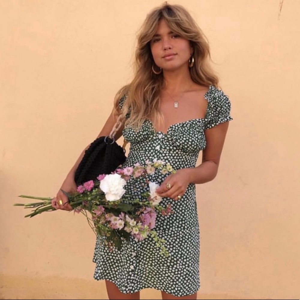 With Jean Green Floral Mini Dress